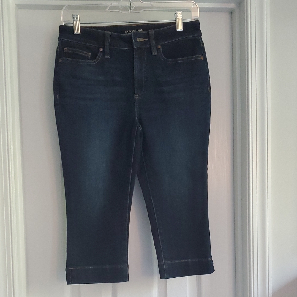 Chico's Dark Indigo Capri Skinny Jeans. Size 2